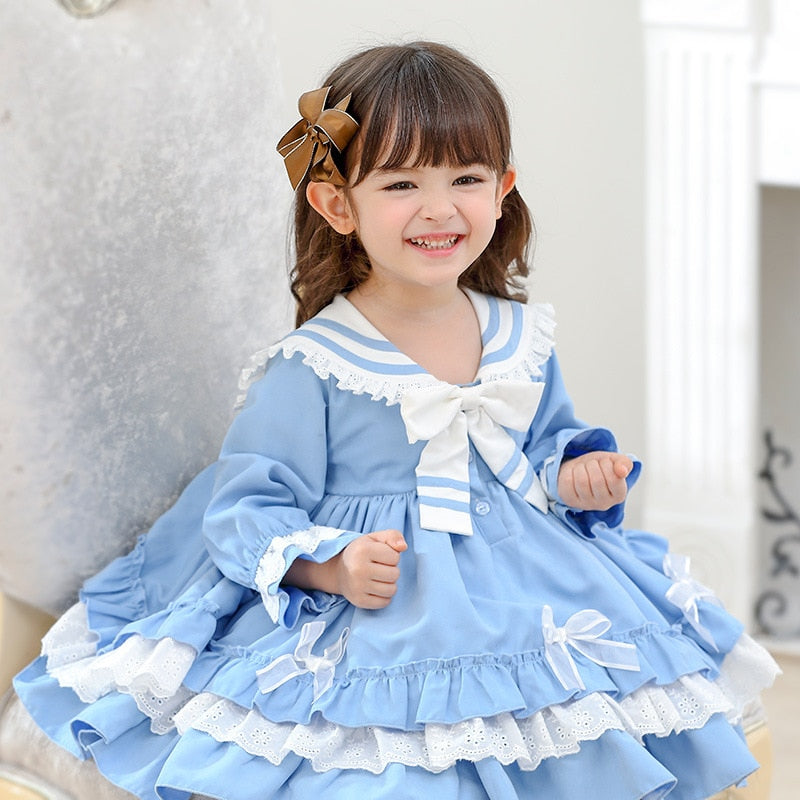 Baby Girls Spanish Dress Children Bowknot Lolita Ball Gowns Kids